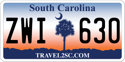 SC license plate ZWI630