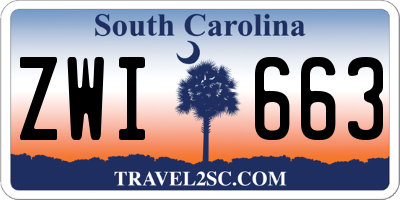 SC license plate ZWI663
