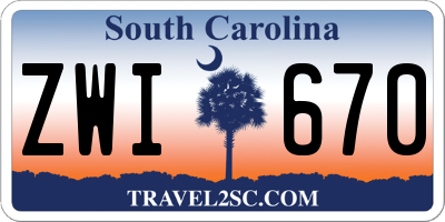 SC license plate ZWI670