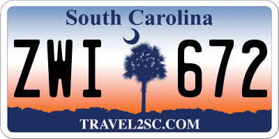 SC license plate ZWI672