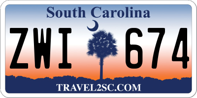 SC license plate ZWI674