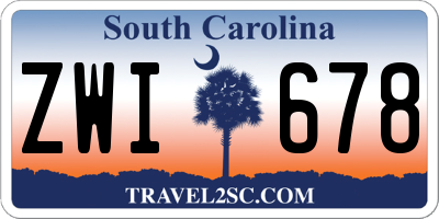 SC license plate ZWI678