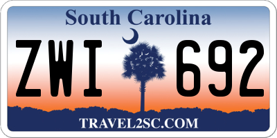SC license plate ZWI692