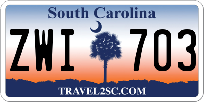 SC license plate ZWI703