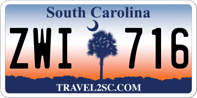 SC license plate ZWI716