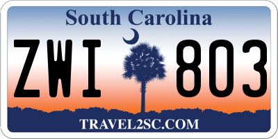 SC license plate ZWI803