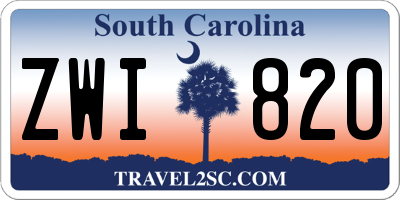 SC license plate ZWI820