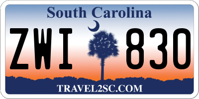 SC license plate ZWI830