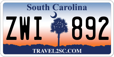 SC license plate ZWI892
