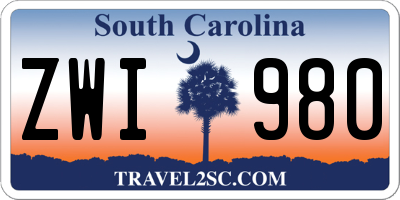 SC license plate ZWI980