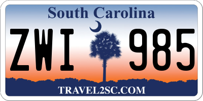 SC license plate ZWI985