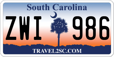 SC license plate ZWI986