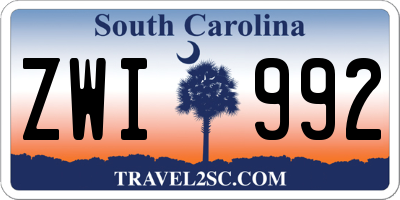 SC license plate ZWI992