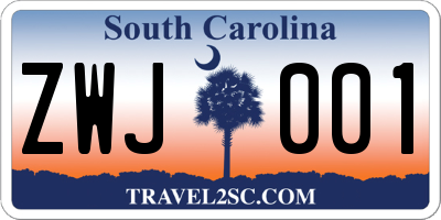 SC license plate ZWJ001