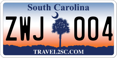 SC license plate ZWJ004