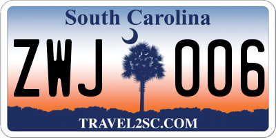 SC license plate ZWJ006