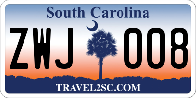 SC license plate ZWJ008