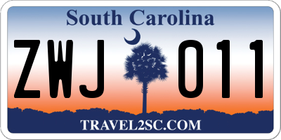 SC license plate ZWJ011