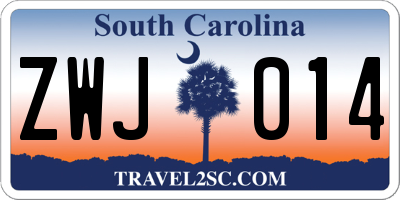 SC license plate ZWJ014