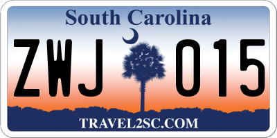 SC license plate ZWJ015