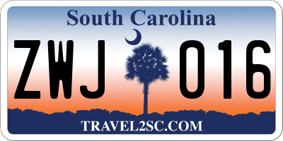 SC license plate ZWJ016
