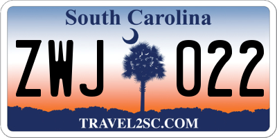 SC license plate ZWJ022