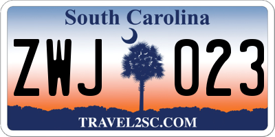 SC license plate ZWJ023