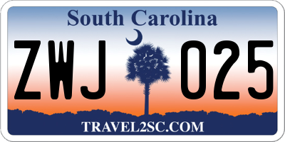 SC license plate ZWJ025