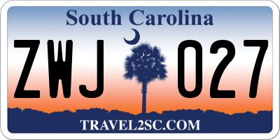 SC license plate ZWJ027