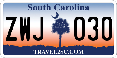 SC license plate ZWJ030