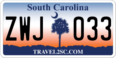 SC license plate ZWJ033