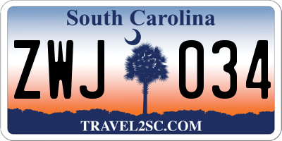 SC license plate ZWJ034