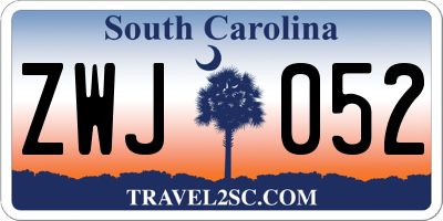 SC license plate ZWJ052