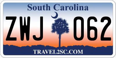 SC license plate ZWJ062