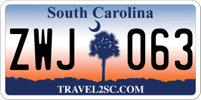 SC license plate ZWJ063