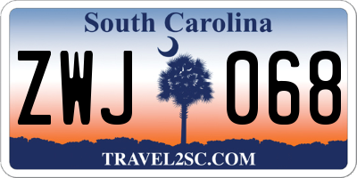 SC license plate ZWJ068