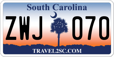 SC license plate ZWJ070