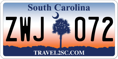 SC license plate ZWJ072