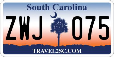 SC license plate ZWJ075