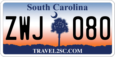 SC license plate ZWJ080