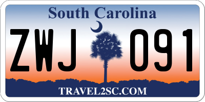 SC license plate ZWJ091