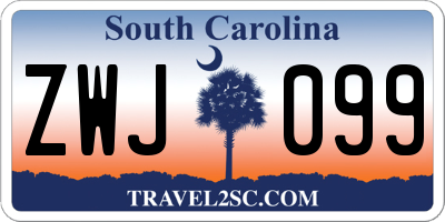 SC license plate ZWJ099
