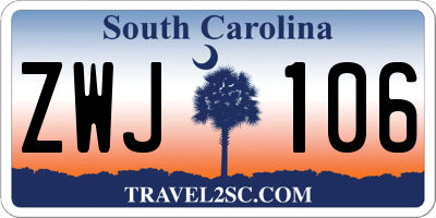SC license plate ZWJ106