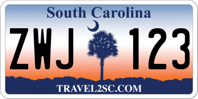 SC license plate ZWJ123