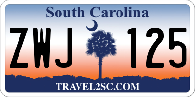 SC license plate ZWJ125
