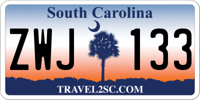 SC license plate ZWJ133