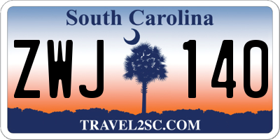 SC license plate ZWJ140