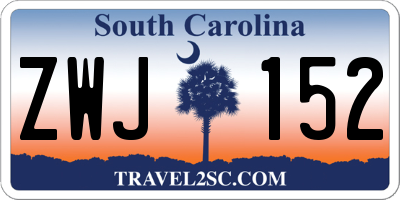 SC license plate ZWJ152