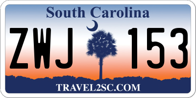 SC license plate ZWJ153