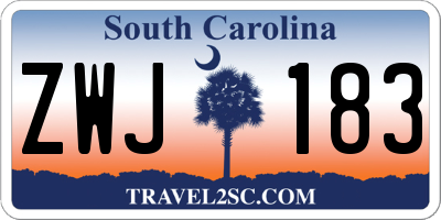 SC license plate ZWJ183